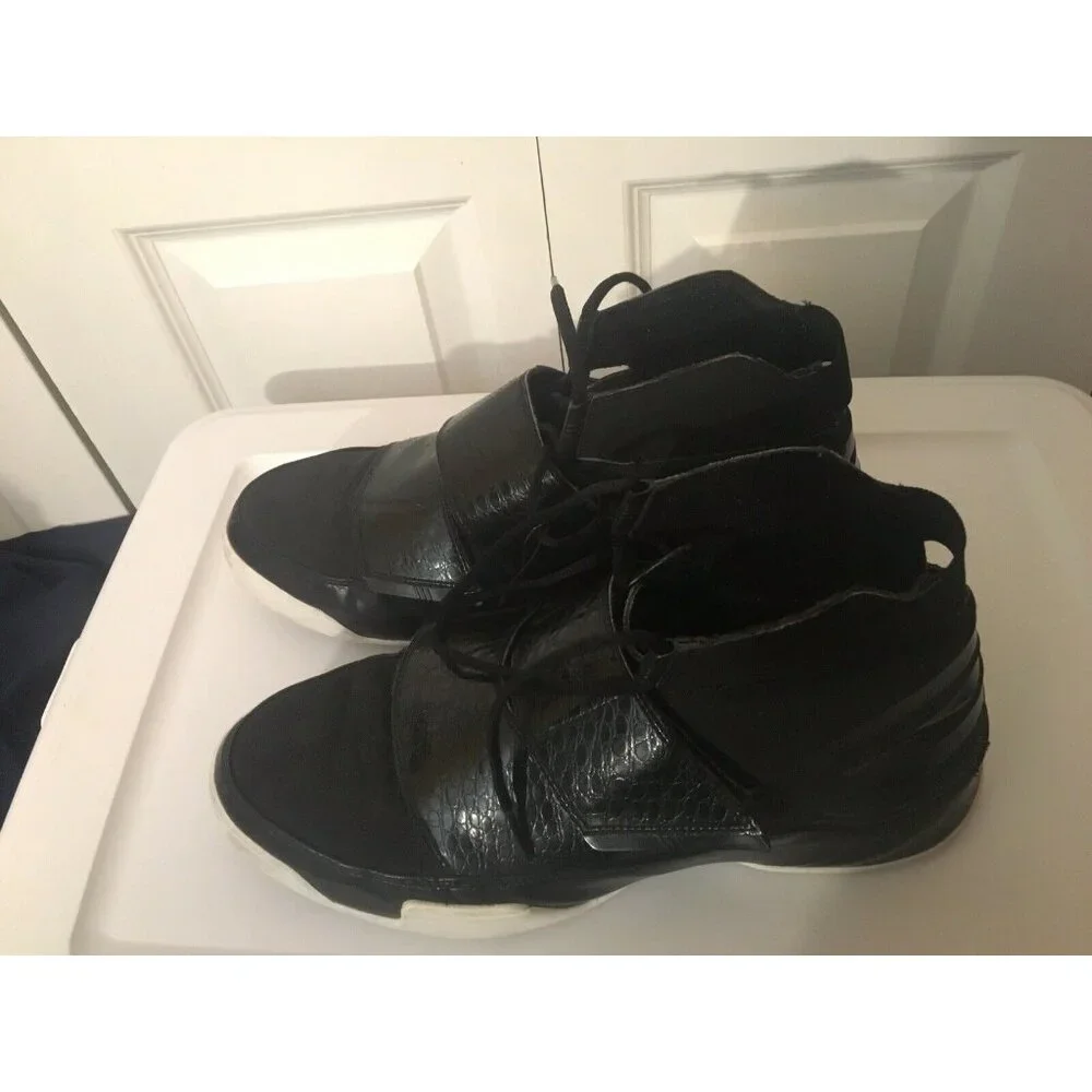 Vtg ADIDAS Black And White Hightops‎ With Flaps Sz 13 MENS Rare